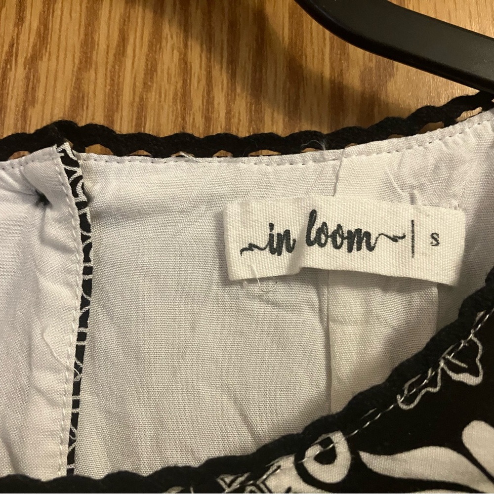 In Bloom Boho Style Black and White short dress/tunic contrasting pattern tie - Picture 4 of 8
